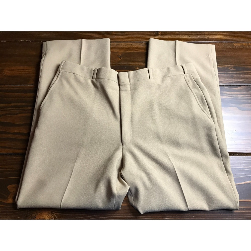 Perma Prest Pants, Mens Size 38, Tan Khaki, Vintage, Dress Pants, Hemmed to 29.5